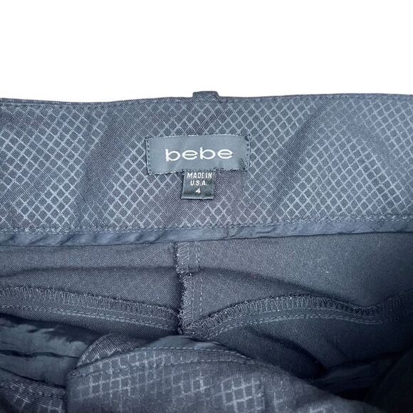 BEBE Cropped Black Checkered Print Dress Pant Size 4 - Picture 5 of 5
